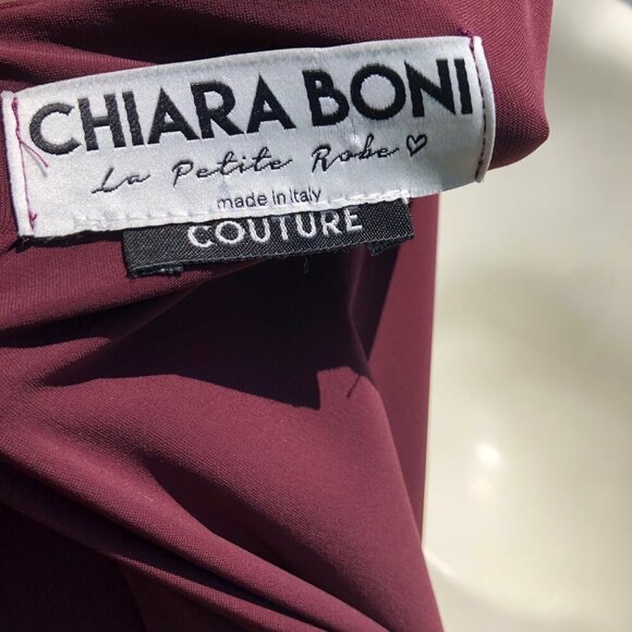 Chiara Boni NWT La Petite Robe 44 Burgundy 8 Cabernet Gown Maxi Dress V Neck